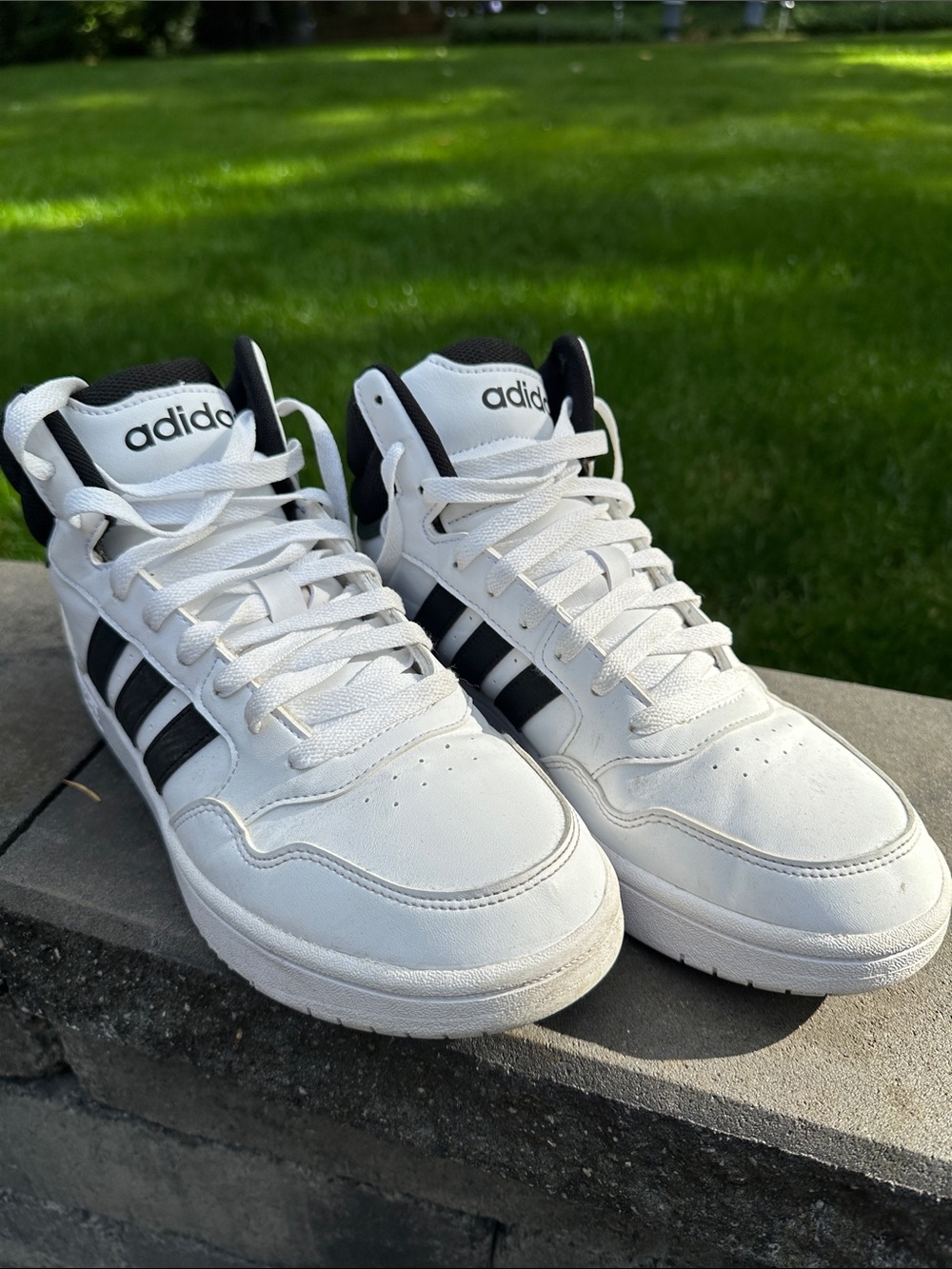 adidas White and Black High-Top Sneakers